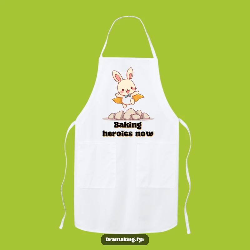 Funny Bunny Hero Apron: Leaping Cape Bunny Kitchen Wear, Adorable Cooking Gift!