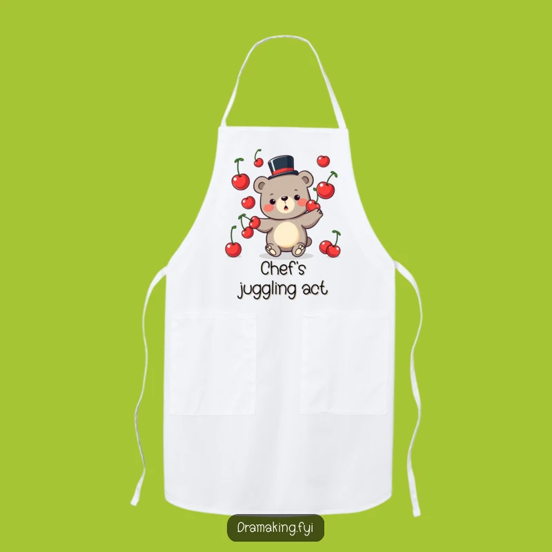 Funny Bear Juggling Apron: Kitchen Wear for Whimsical Cooks