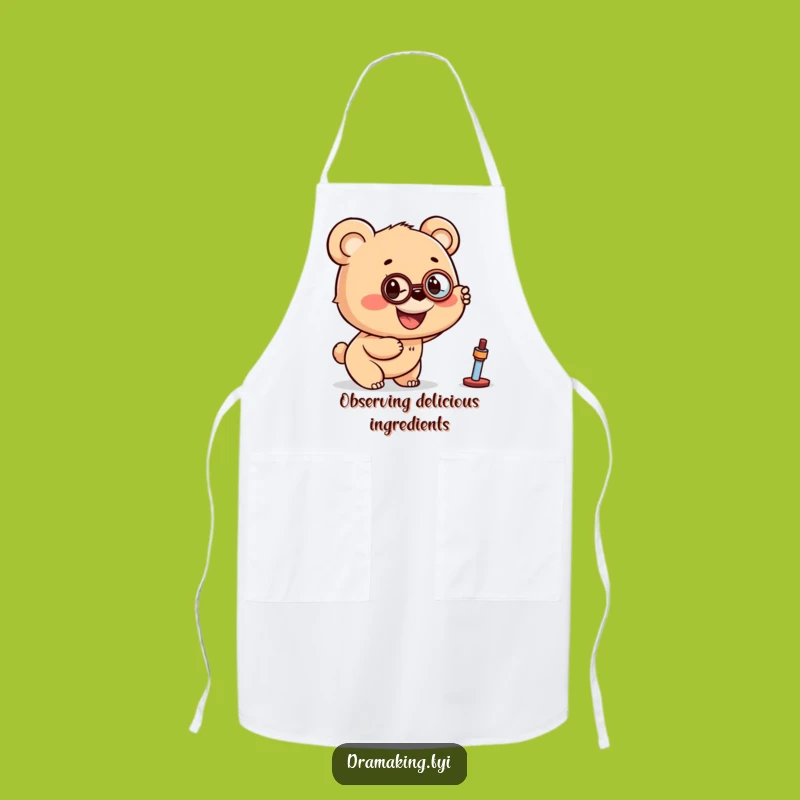 Funny Bear Cub Monocle Apron - Dapper Kitchen Wear for Foodies