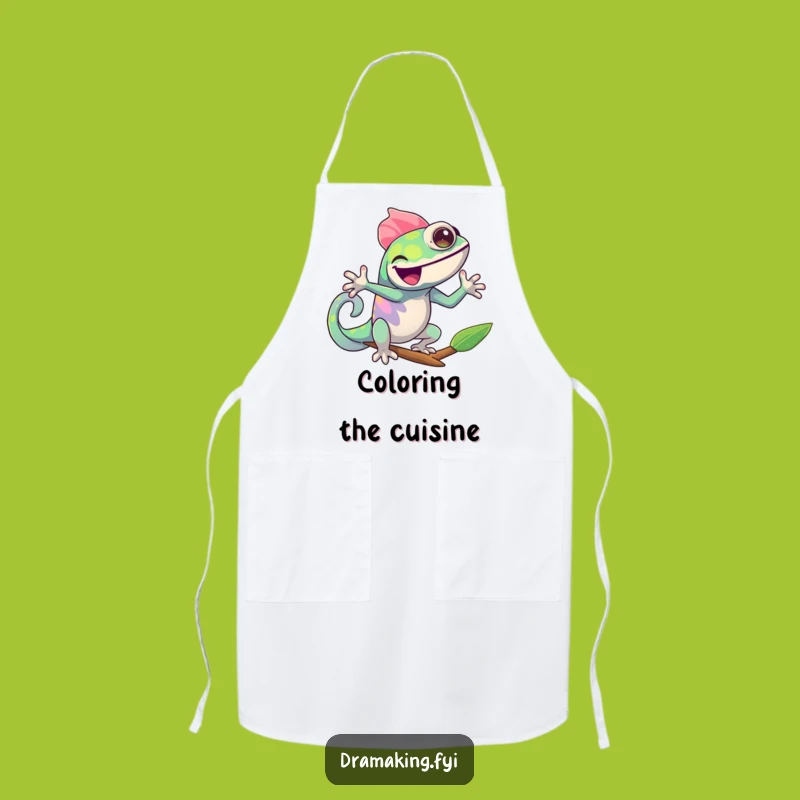 Funny Chameleon Pose Apron: Cook with Color in this Comedic Reptile Kitchen Accessory