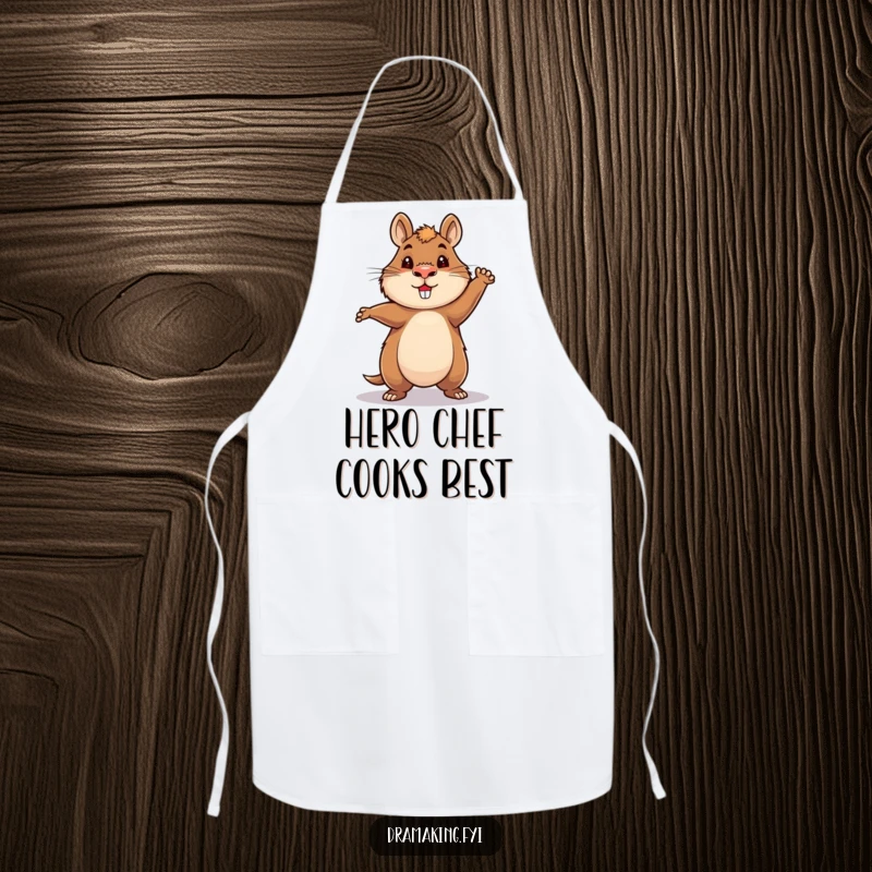Funny Hero Capybara Apron showing a capybara in a heroic, over-the-top pose, ready for funny kitchen battles.