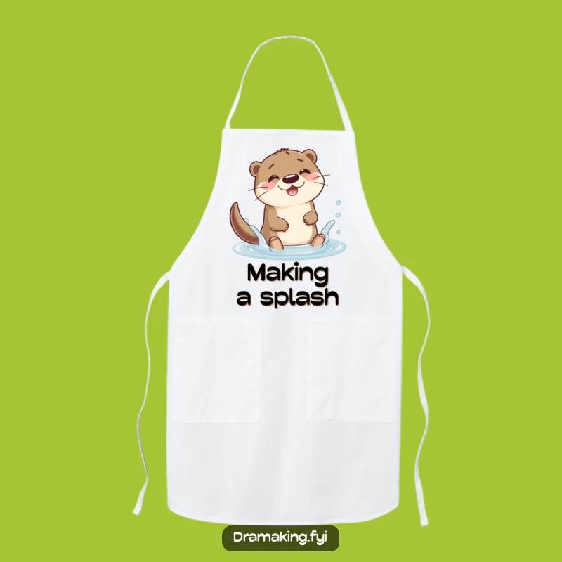 Funny Otter Splash Apron: Joyful Kitchen Gear for Playful Cooks!