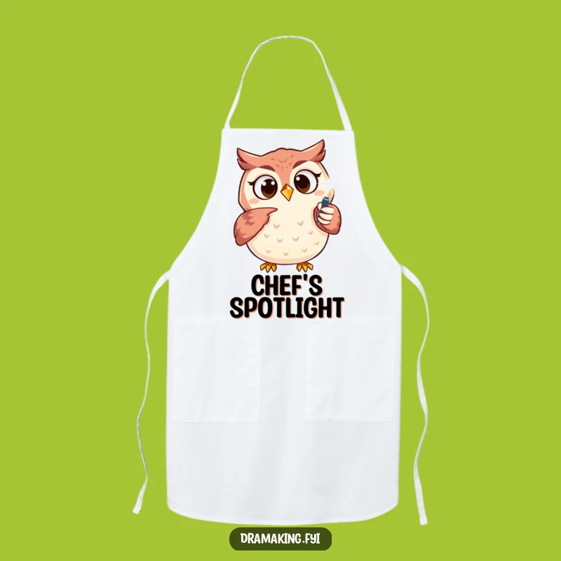 Funny Owl Spotlight Apron: Excited Character Kitchen Wear for Stars