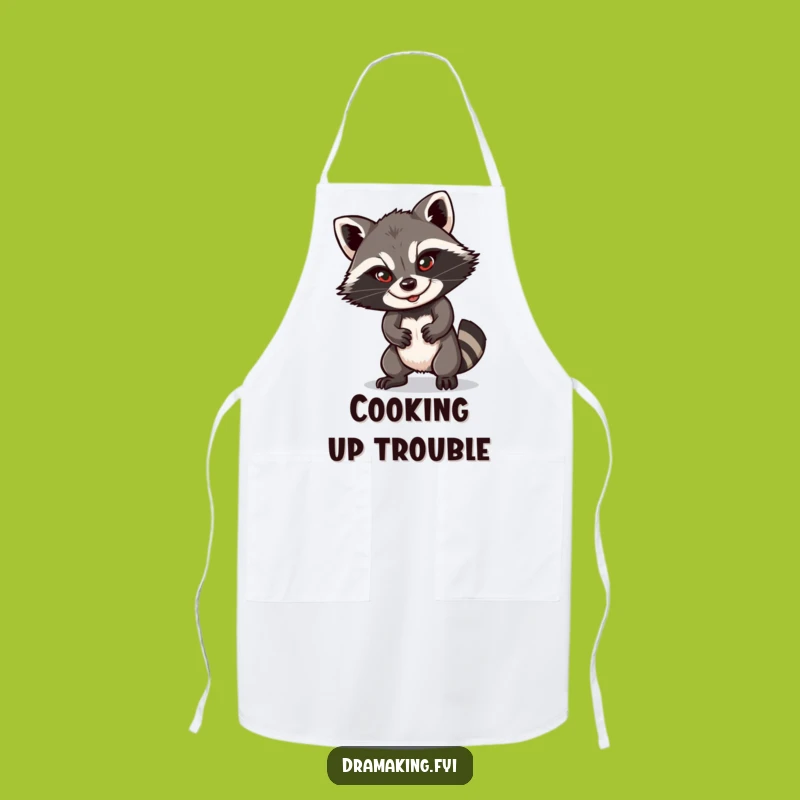 Funny Raccoon Apron: Dramatic Pose for Cooking, Sly Smile, Hilarious Kitchen Gift