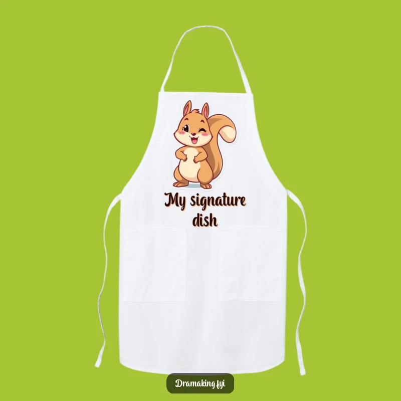 Funny Squirrel Pose Apron: Cheerful Rodent Kitchen Dramatic Chef Gift
