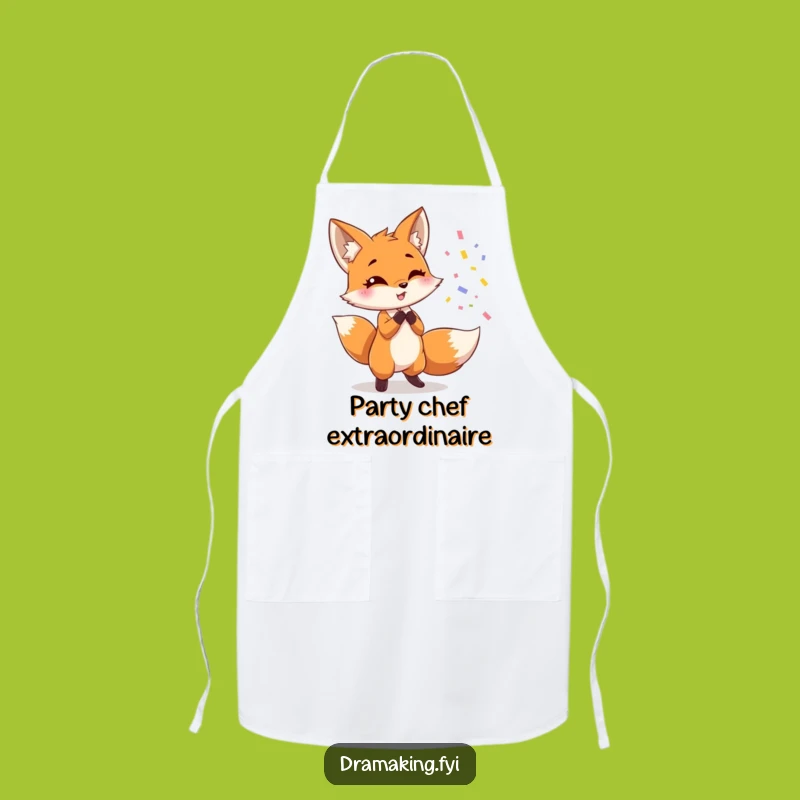 Funny Fox Chef Apron: Dramatic Confetti Design for Festive Cooks