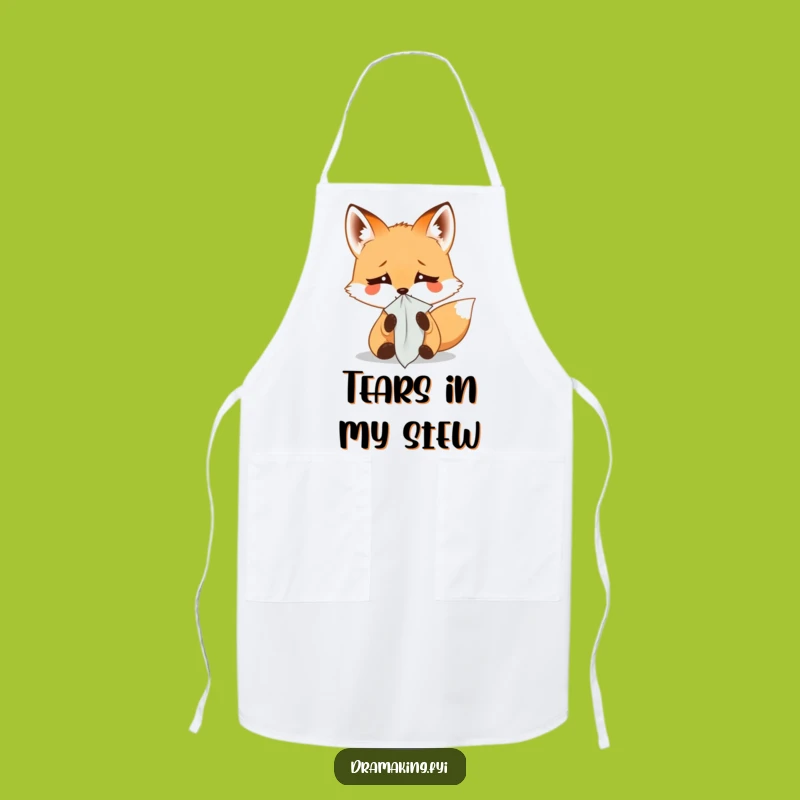 Funny Fox Weeping Apron: Kitchen Little Fox Tearful Chef Gift