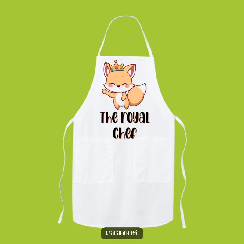 Funny Royal Fox Apron: Dramatic Chef-Wear for the Crowned Cook