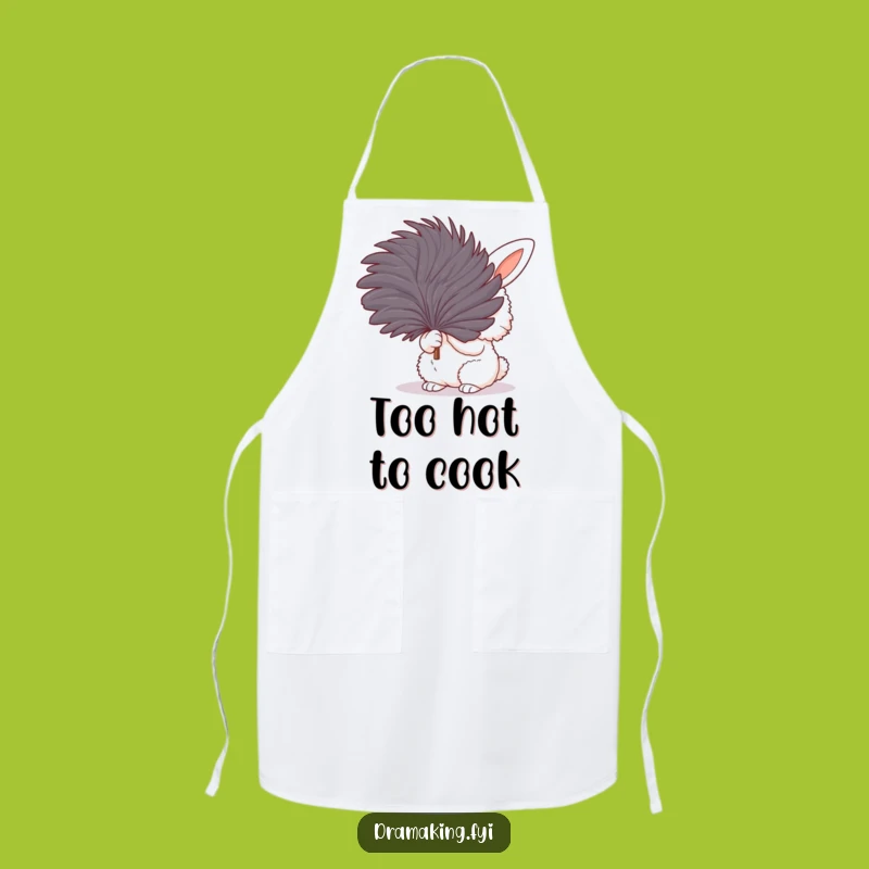 Funny Bunny Fanning Apron: Kitchen Fluffy Rabbit Chef Gift for Bakers