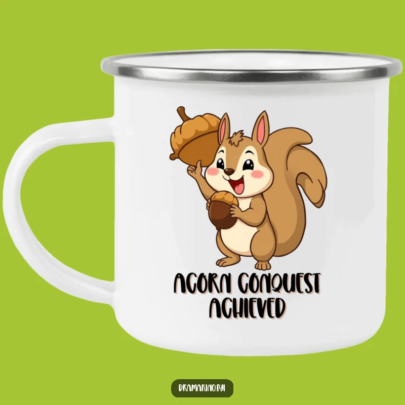 Funny Squirrel Acorn Camping Mug - Theatrical Victory for Outdoor Adventures