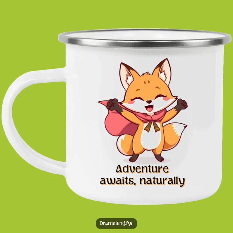 Funny Hero Fox Cape Camping Mug - Triumphant Outdoor Companion