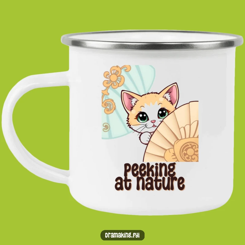Funny Cat Peeking Camping Mug - Adventure with a Curious Companion