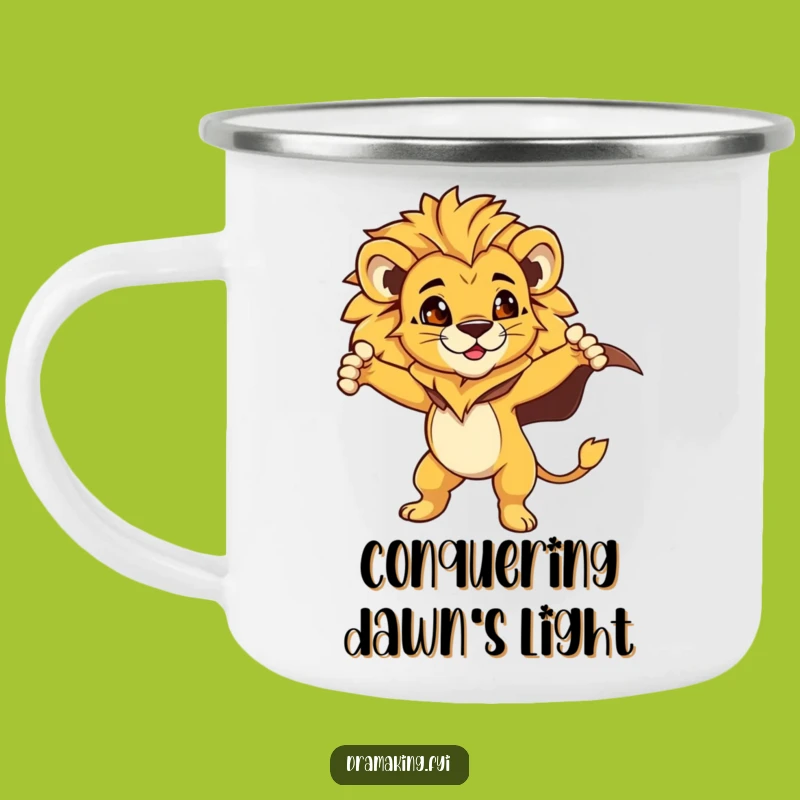 Funny Lion Cub Cape Camping Mug: Adventure Ready, Perfect Funny Gift