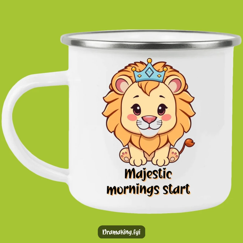 Funny Lion Cub Crown Camping Mug: Sparkly Outdoor Gear for Regal Adventures!