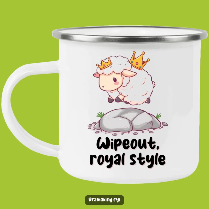 Funny Sheep Crown Camping Mug: Trailside Laughter Royal Trip, Perfect Outdoor Gift