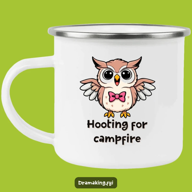Funny Triumphant Owl Bowtie Camping Mug - Rugged & Hilarious Wisdom