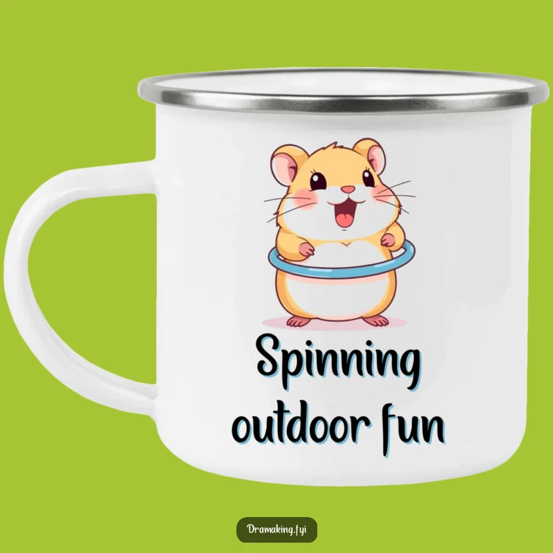 Funny Hamster Hula Hoop Camping Mug: Energetic Outdoor Humor Gift