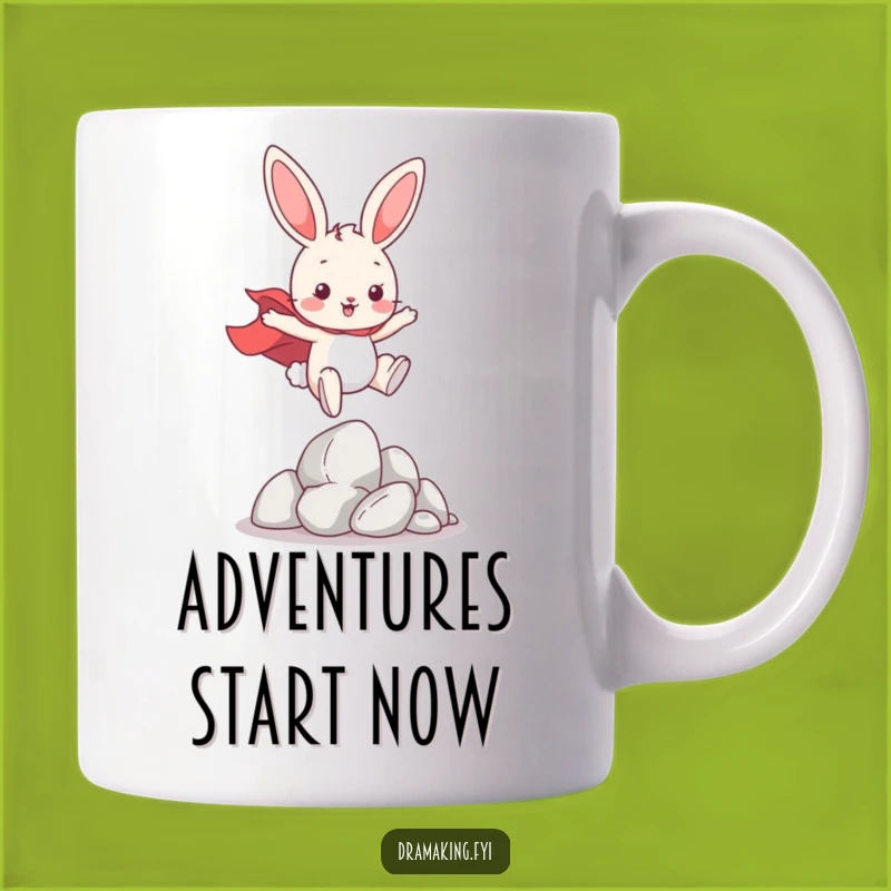 Funny Hero Bunny Mug: Playful Cape Leap for a Cheerful Gift