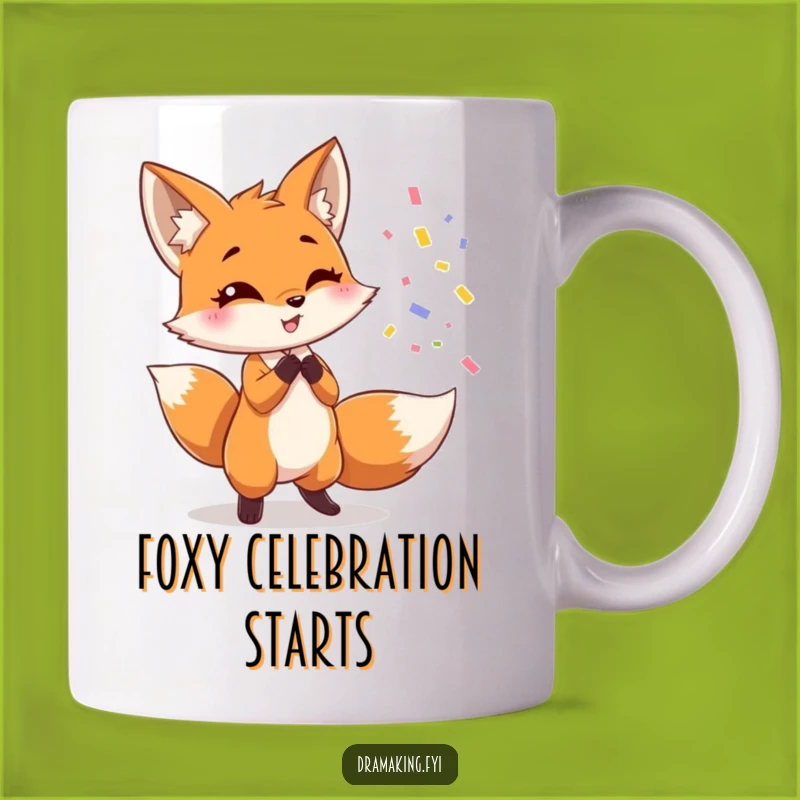 Funny Fox Party Mug: Dramatic Confetti Celebration Gift for Fun Lovers
