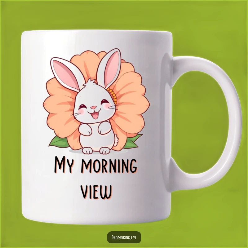Funny Happy Rabbit Flower Mug - Adorable Bunny Peeking Out, Perfect Funny Gift