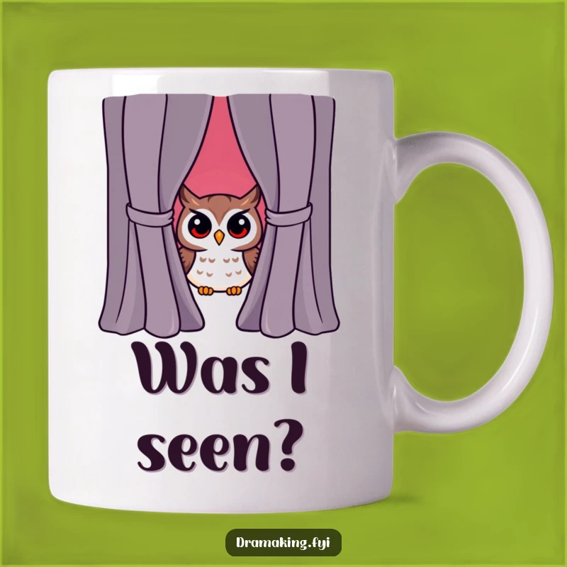 Funny Owl Peeking Curtain Mug - The Perfect Humorous Gift for Stage Lovers