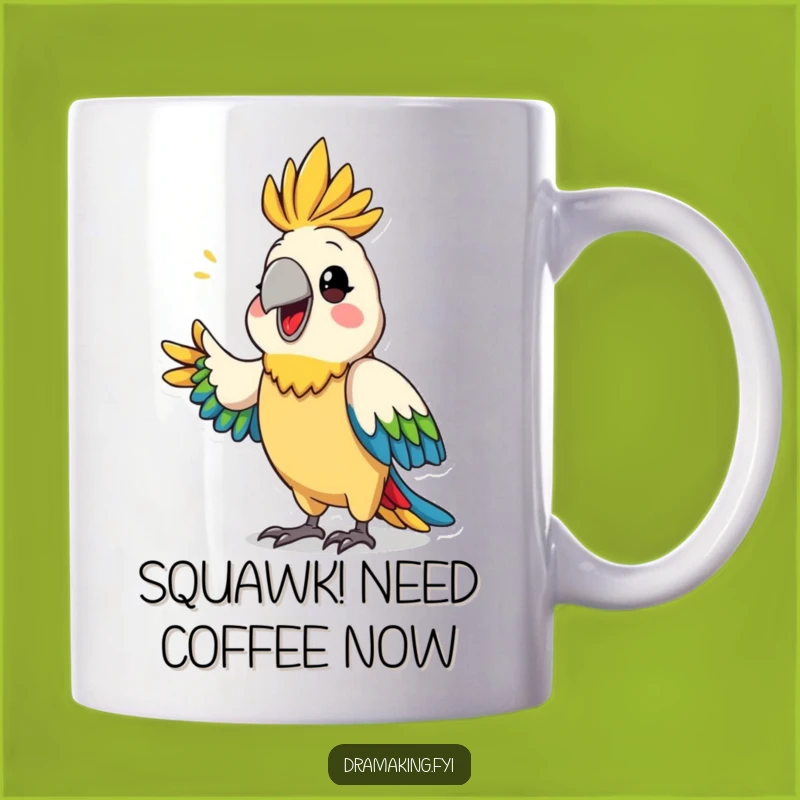 Funny Parrot Announcement Mug: Proud Bird, Dramatic Flair, Perfect Talking Gift