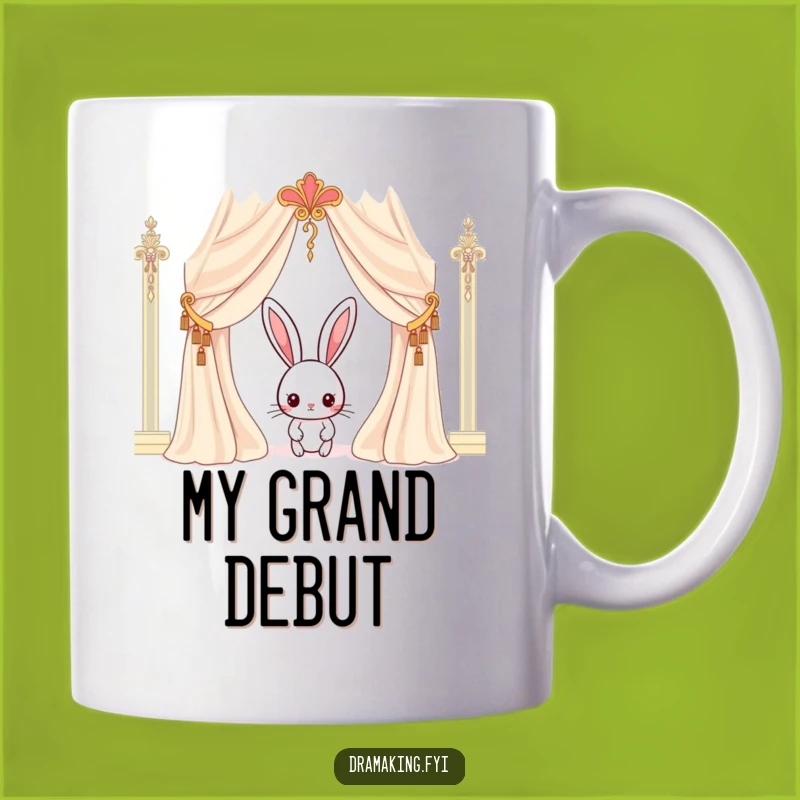 Funny Rabbit Curtain Mug: Curious Character Gift for Shy Stars
