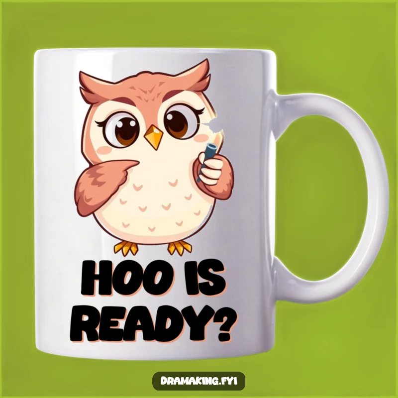 Funny Excited Owl Spotlight Mug: Adorable Character Gift for Performers