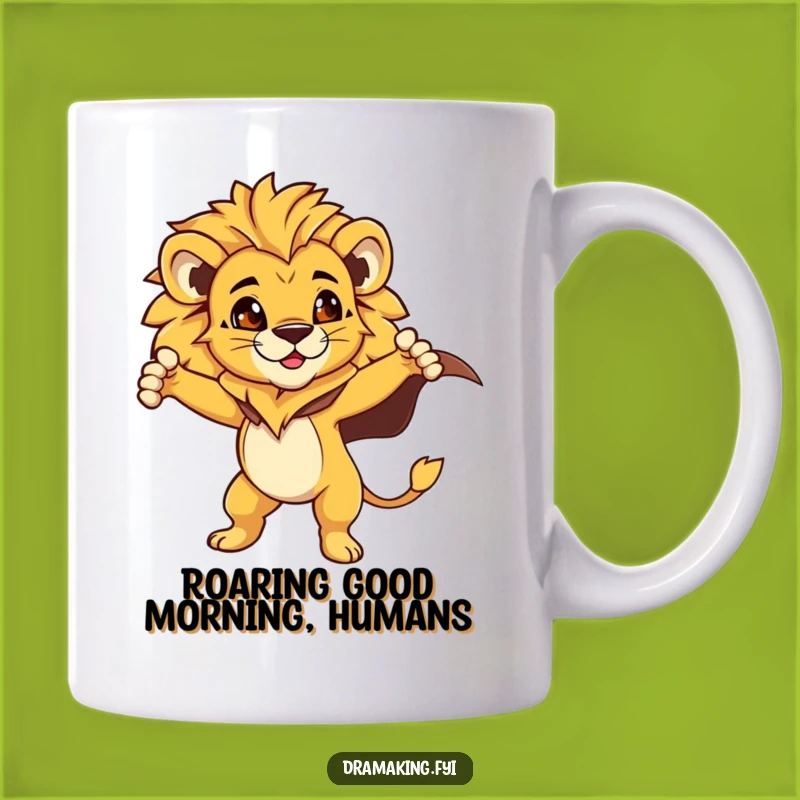 Funny Lion Cub Cape Hero Mug: A Majestic & Funny Gift Idea
