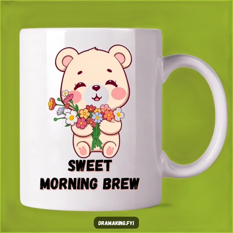 Funny Smug Bear Flower Mug: Overly Pleased Bear Gift for Charm