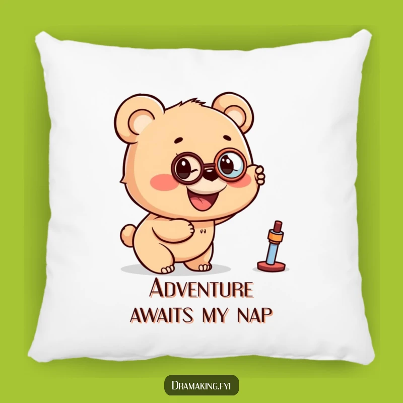 Funny Bear Cub Monocle Pillow - Cozy Comfort for Curious Souls