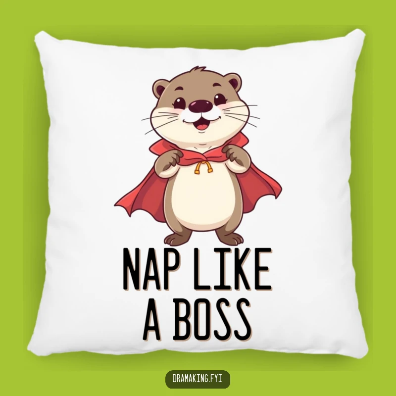 Funny Otter Hero Pillow: Cozy Confidence, Flamboyant Style!