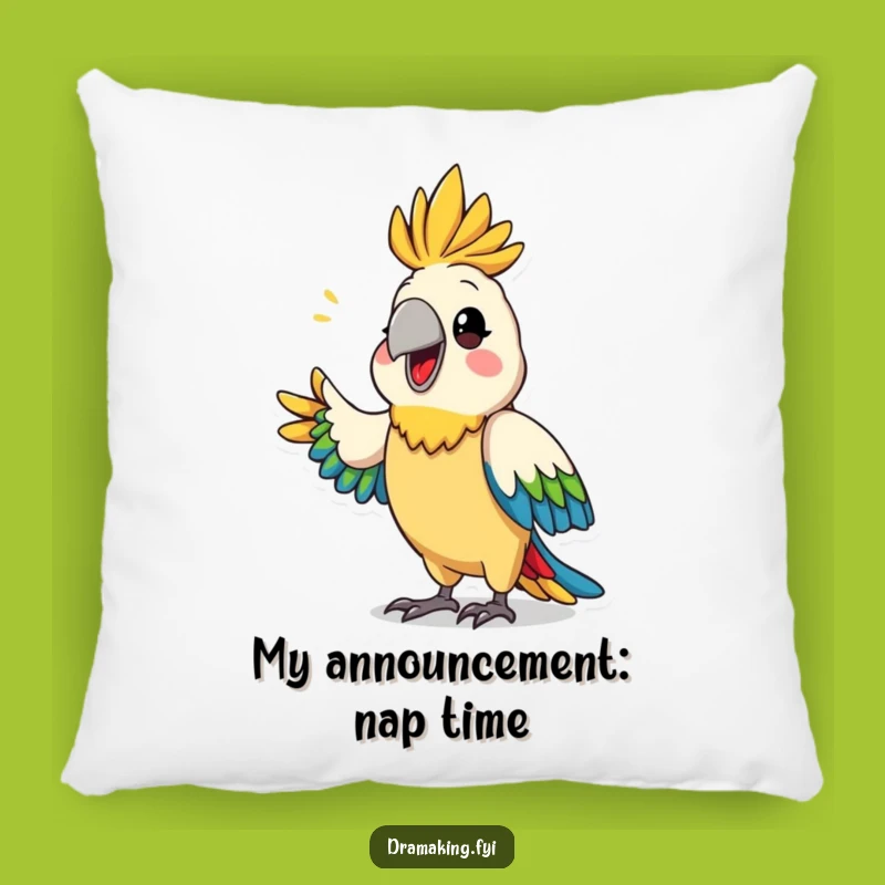 Funny Parrot Drama Pillow: Statement Decor, Proud Bird, Cozy Accent