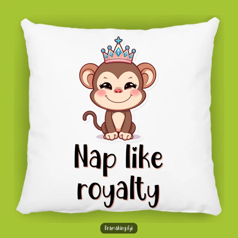 Funny Monkey Tiara Pillow: Comfy and Hilarious Decor for a Touch of Royal Fun