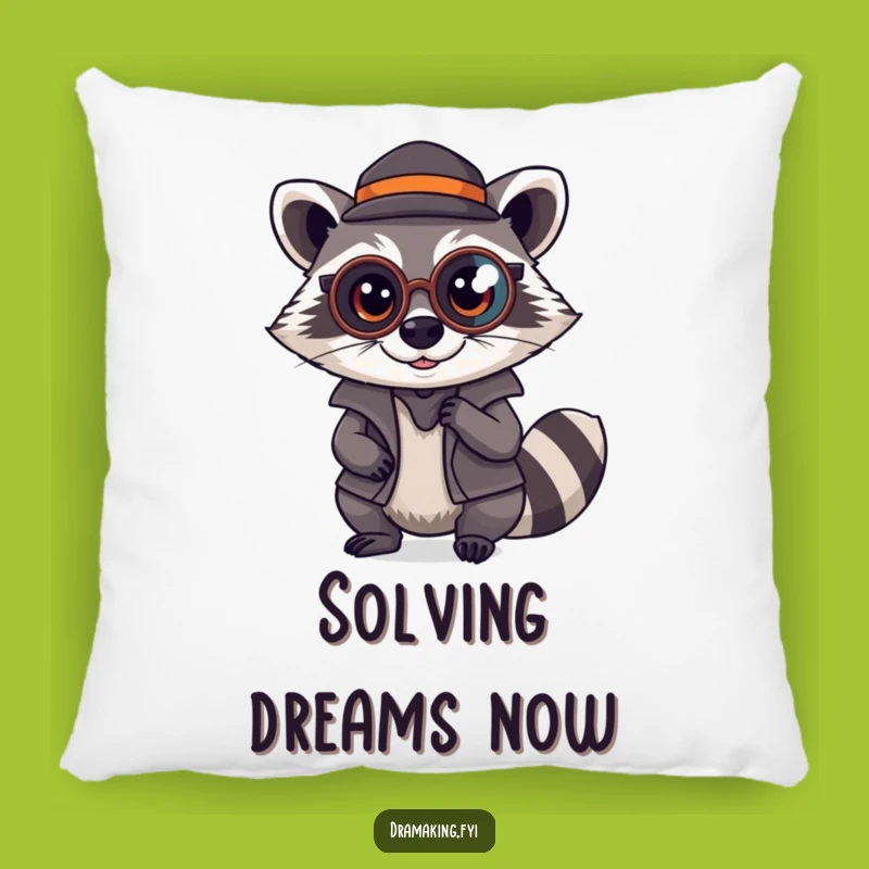 Funny Raccoon Detective Pillow: Cozy Mystery Accent, Perfect Funny Gift