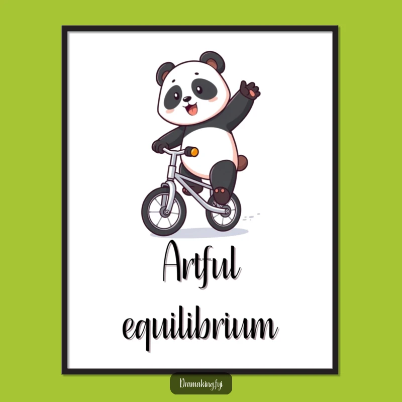 Funny Panda Unicycle Digital Art - High-Quality Circus Art, Printable Funny Gift