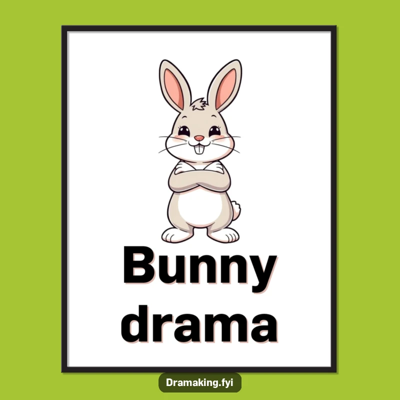 Funny Dramatic Bunny Digital Art: Instant Attitude for Your Walls