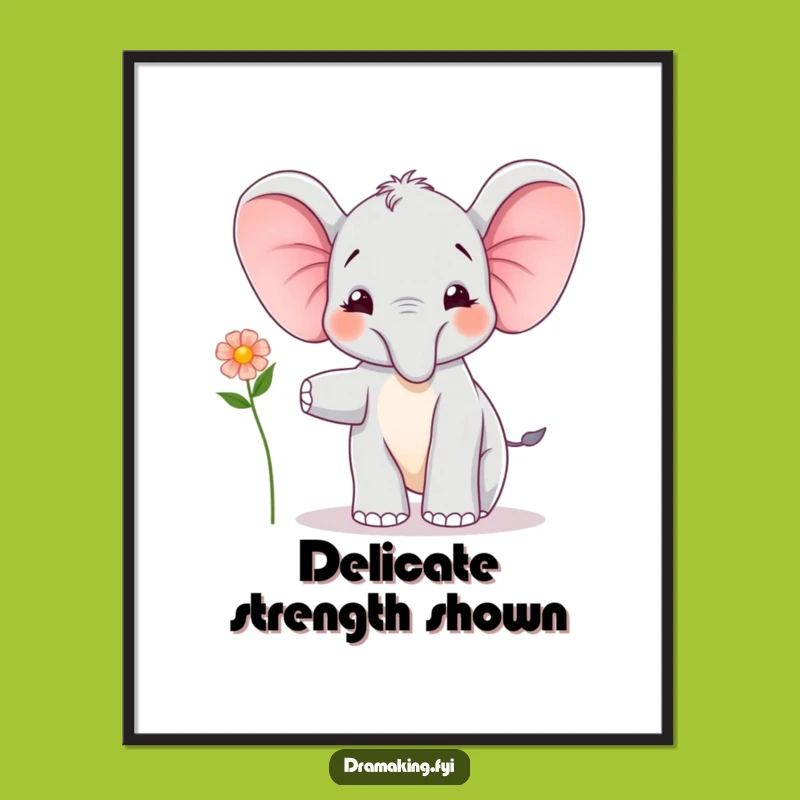 Funny Elephant Calf Balancing Digital Print: Joyful Wall Art, Unique Gift