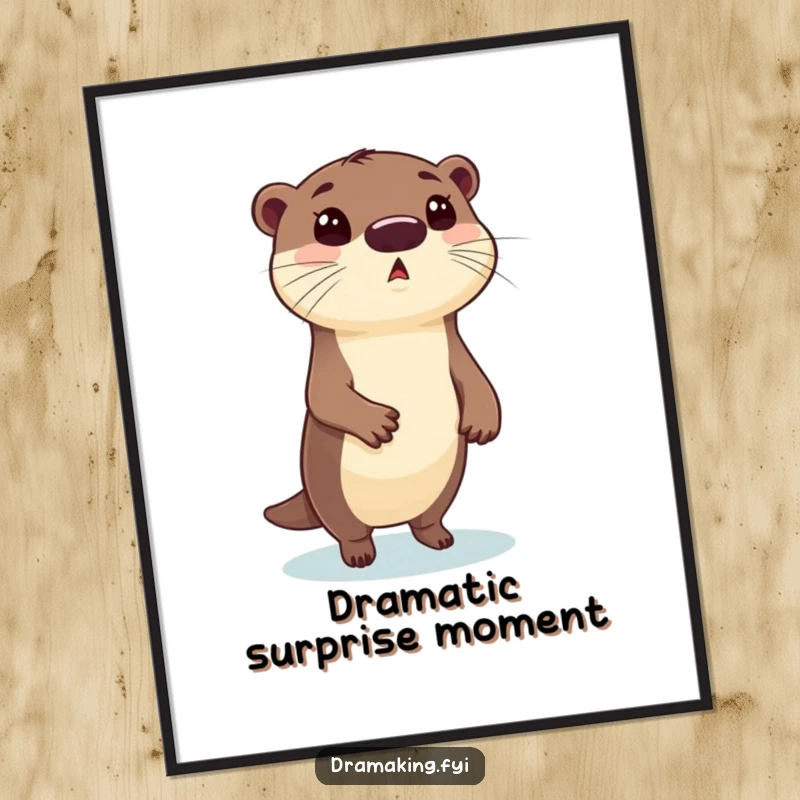 Funny Otter Digital Art Print: A surprised otter striking a dramatic pose, offering downloadable humor and animal charm.