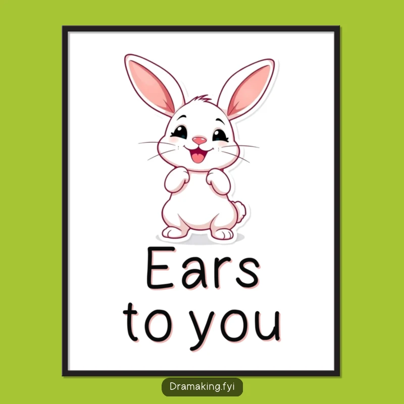Funny Dramatic Rabbit Digital Art - Hilarious Long-Eared Pose Print for Theatrical Spaces