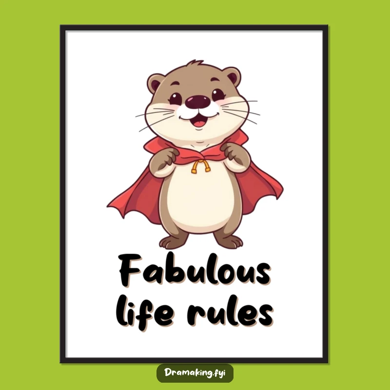 Funny Otter Hero Digital Art: Flamboyant Confidence for Your Walls!