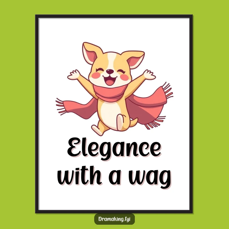 Funny Dog Ballet Digital Art: Joyful Pooch Print, Instant Hilarious Decor