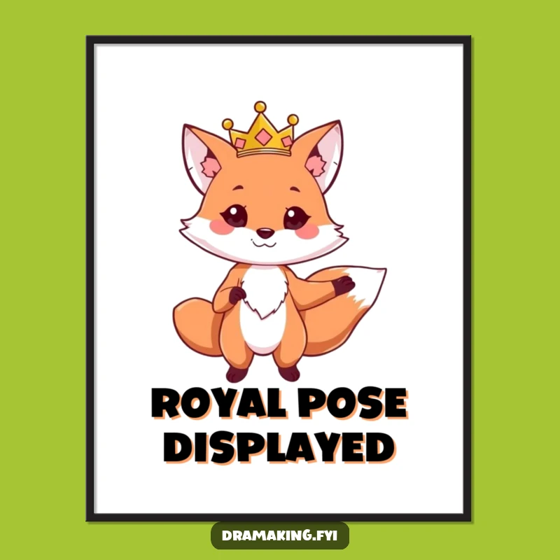 Funny Fox King Digital Art: Royal Pose Print, Instant Majestic Decor!