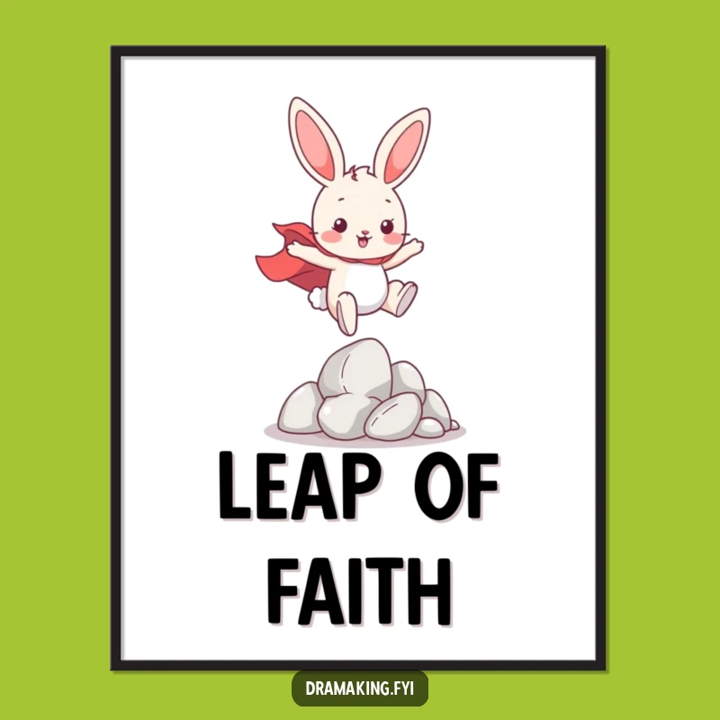 Funny Hero Bunny Digital Art: Playful Leap Printable for Instant Motivation