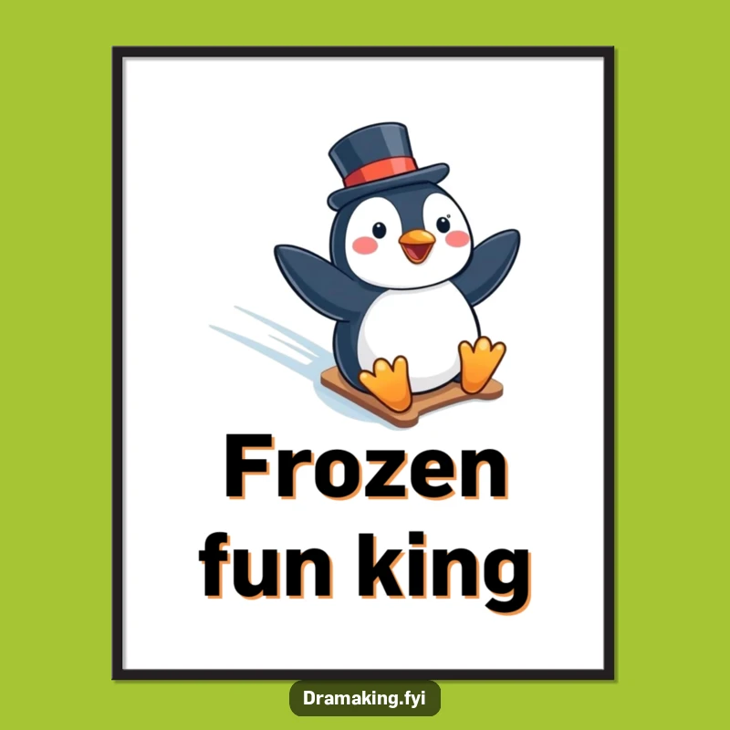 Funny Penguin Top Hat Digital Art: Hilarious Winter Decor, Perfect Funny Gift!