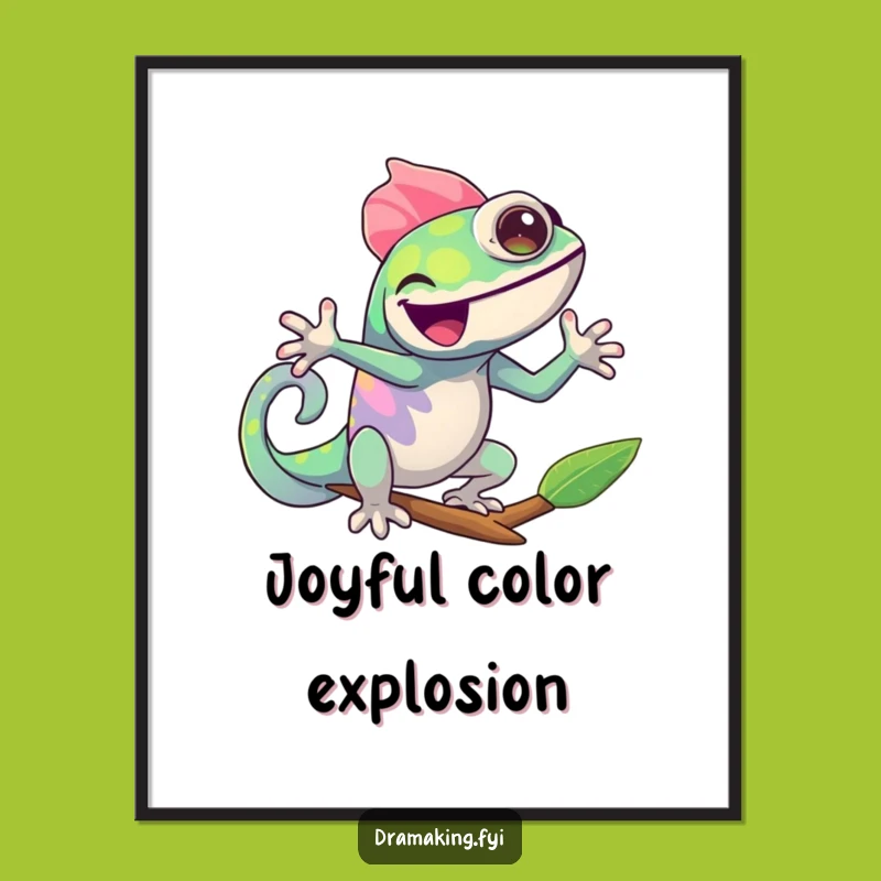Funny Chameleon Pose Digital Art: Instant Color with this Comedic Reptile Character Download