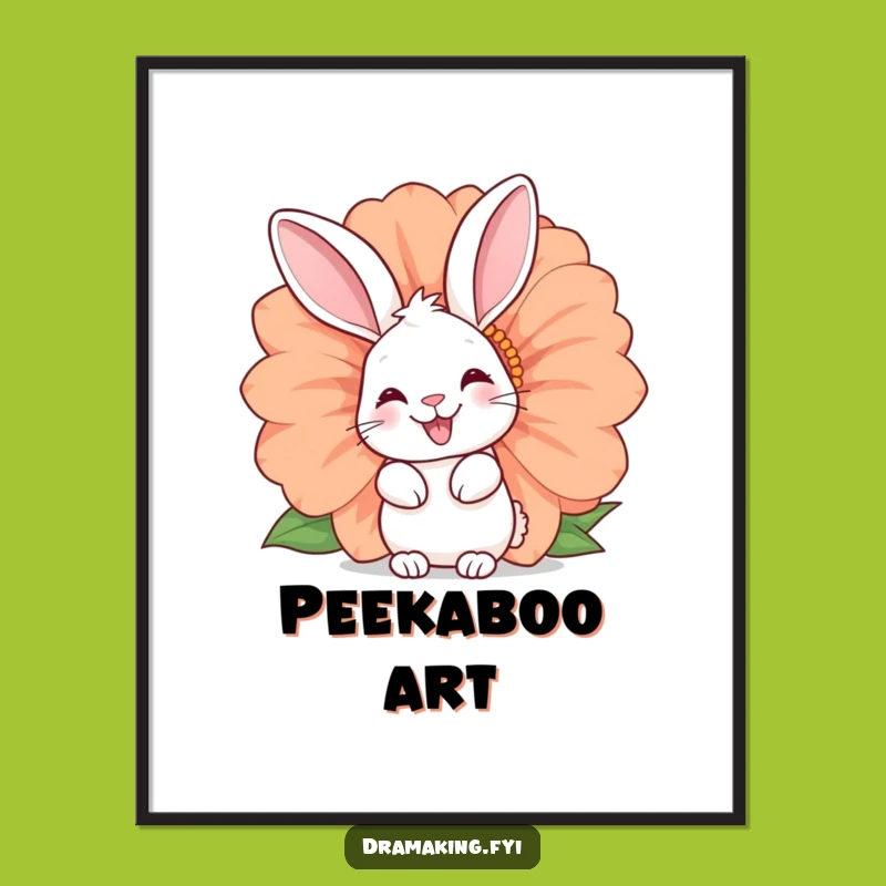 Funny Rabbit Digital Art - Happy Bunny Flower Print, Instant Funny Gift Download