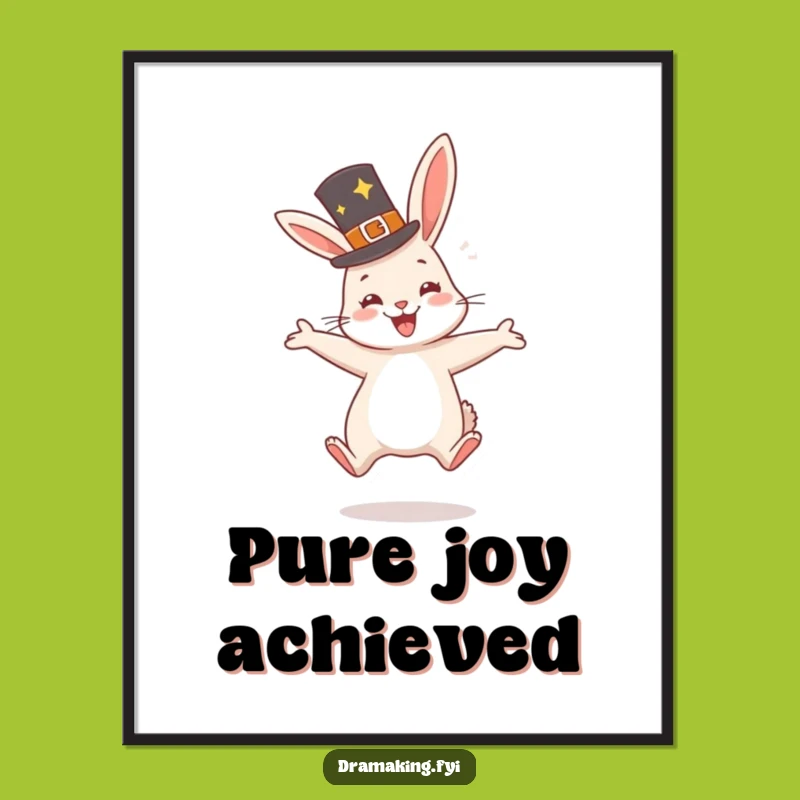 Funny Rabbit Hat Digital Print: Instant Joy Art, Perfect Downloadable Gift
