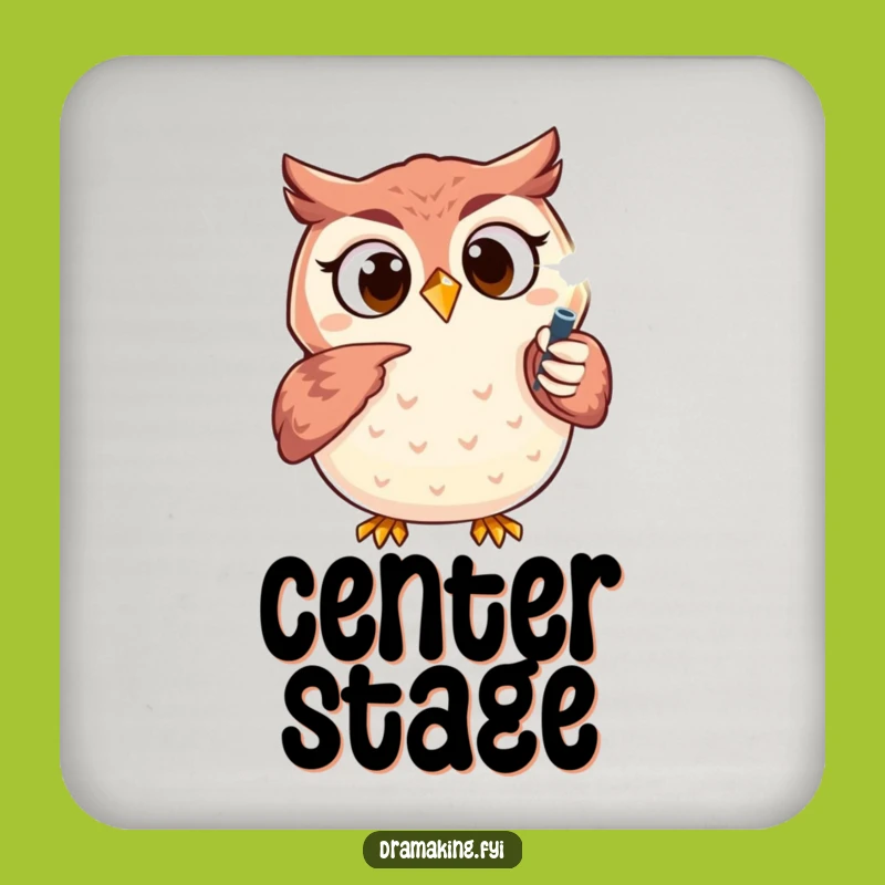 Funny Owl Spotlight Coaster: Excited Character Protector for Your Table