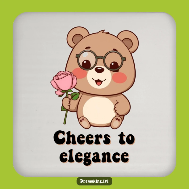 Funny Bear Monocle Coaster - Protect Surfaces with Gentlemanly Style Gift!